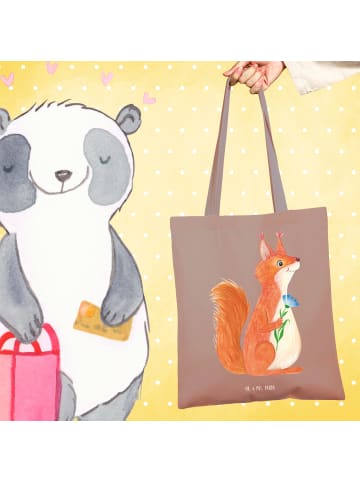Mr. & Mrs. Panda Tragetasche Eichhörnchen Blume ohne Spruch in Braun Pastell
