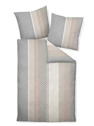 Janine Soft-Seersucker Sommer Bettwäsche - gemustert in sand, silber in silberfarben