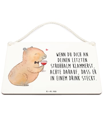 Mr. & Mrs. Panda Schild Capybara Wein mit Spruch in Weiß