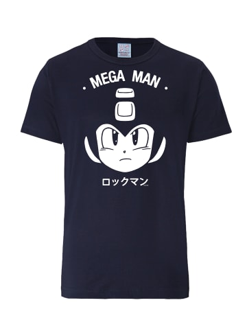 Logoshirt T-Shirt Mega-Man Gesicht in dunkelblau