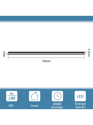 ZMH 2er-Set Wandleuchte LED in schwarz moderne 6500K kaltweiß 32W Metall L 100CM
