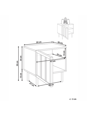 Beliani Nachttisch CLUNES in Beige - (W) 50 x (H) 50 x (L) 40 cm