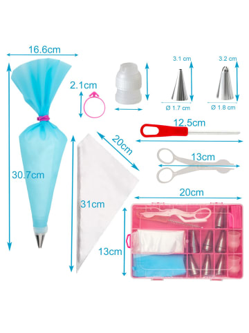 Intirilife 52-teiliges Spritztüllen Spritzbeutel Set mit Aufbewahrungsbox in Bunt