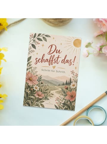 Mr. & Mrs. Panda Grußkarte Blumen ermutigend Design mit Spruch in Weiß