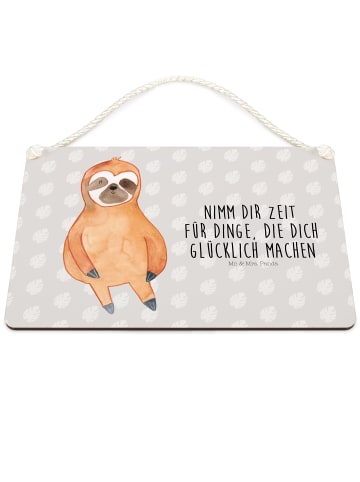 Mr. & Mrs. Panda Schild Faultier Zufrieden mit Spruch in Grau Pastell