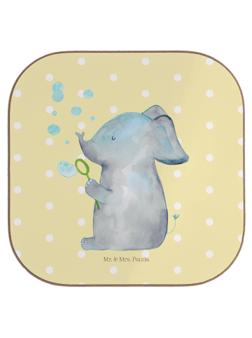 Mr. & Mrs. Panda Untersetzer für Gläser Elefant Seifenblasen ohn... in Gelb Pastell
