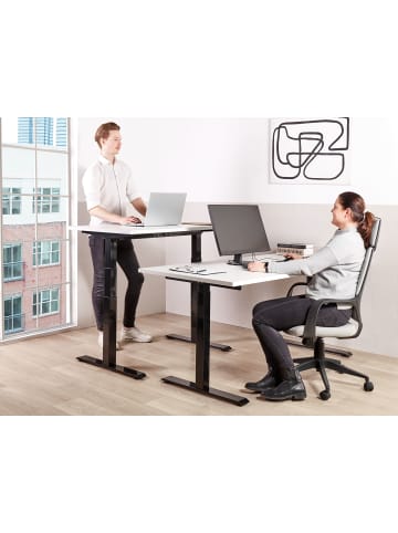 Beliani Höhenverstellbarer Schreibtisch DESTINES in Weiß/Schwarz