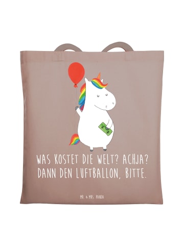 Mr. & Mrs. Panda Einkaufstasche Einhorn Luftballon mit Spruch in Braun Pastell
