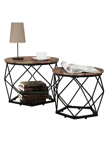 VCM  2er Set Beistelltisch Sofatisch Helaro M in Eiche Vintage
