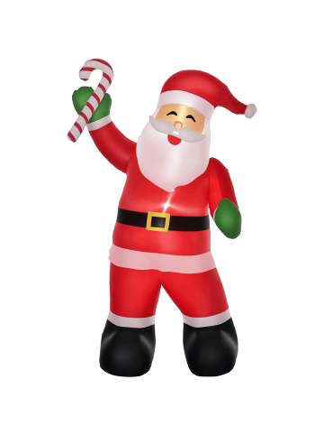 HOMCOM Aufblasbare Weihnachtsdekoration-140B x 85T x 250H-Weiß+Rot+Grün