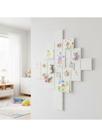 relaxdays 12 x Filzpinnwand in Weiß - (B)30 x (H)30 x (T)0,9 cm