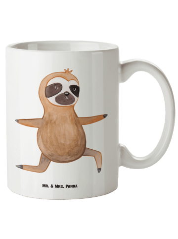 Mr. & Mrs. Panda XL Tasse Faultier Yoga ohne Spruch in Weiß