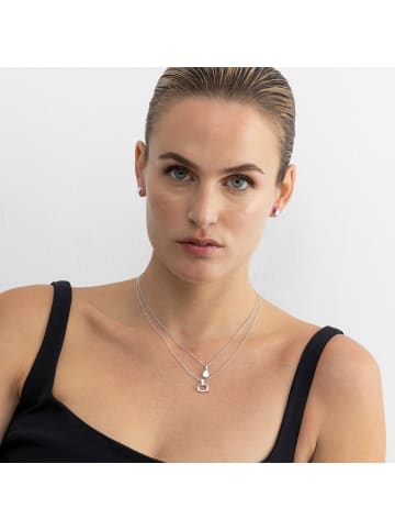 Luxenter Halskette aus 925er Sterlingsilber mit funkelnden Zirkonia-Steinen, rhodiniert