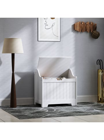 HOMCOM Aufbewahrungstruhe in Weiß 56,5L x 38B x 56H cm