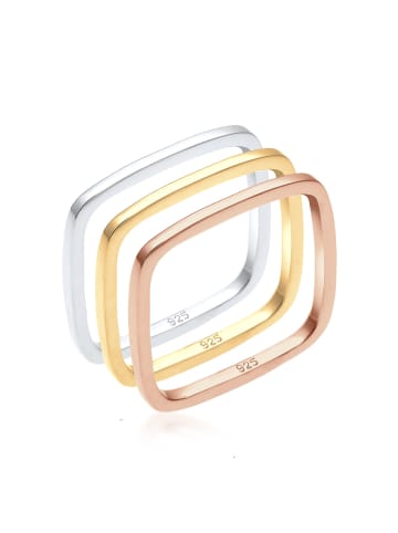 Elli Ring 925 Rosegold Geo, Ring Set in Silber