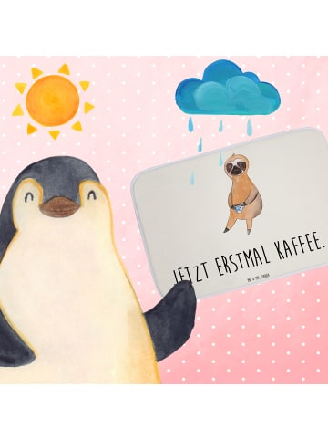 Mr. & Mrs. Panda Badematte Faultier Kaffee mit Spruch in Weiß