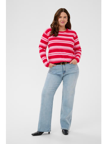 KAFFE curve Langarm-Shirt KCwinni Loose fit in True Red/Pink Stripes