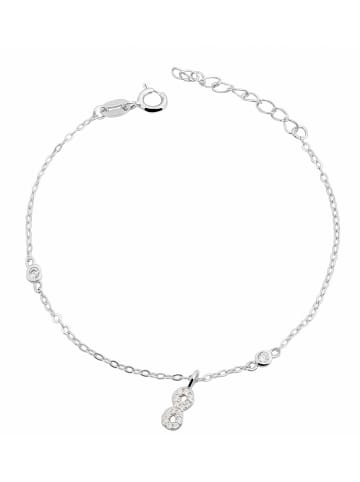 Adeliás Damen Armband Unendlichzeichen aus 925 Silber mit Zirkonia 20 cm in silber