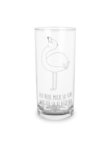 Mr. & Mrs. Panda Glas Flamingo Stolz mit Spruch in Transparent