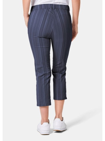 GOLDNER Kurzgröße:  Verkürzte Strukturhose, elastisch in dunkelmarine