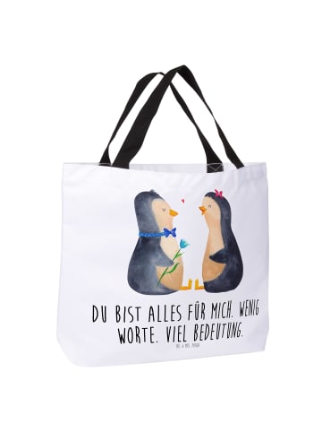 Mr. & Mrs. Panda Shopper Pinguin Pärchen mit Spruch in Weiß