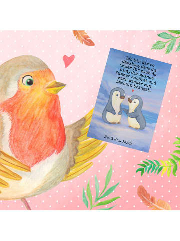 Mr. & Mrs. Panda Grußkarte Pinguine trösten Design mit Spruch in Weiß