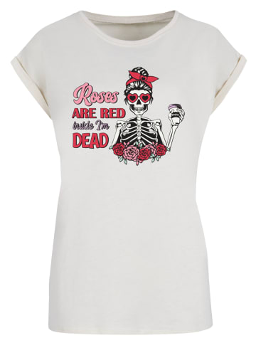 F4NT4STIC Extended Shoulder T-Shirt Anti Valentinstag Roses are red in Whitesand