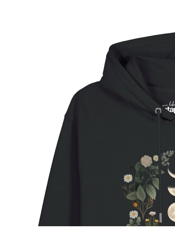 wat? Apparel Sweatshirt Moonphases & Flowers in Schwarz