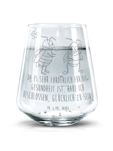 Mr. & Mrs. Panda Trinkglas Hummeln Kleeblatt mit Spruch in Transparent