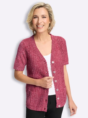 Sieh an! Strickjacke in rot-ecru-meliert