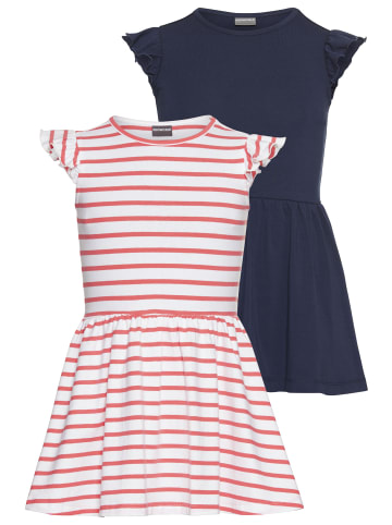 Kidsworld Jerseykleid in aprikot ringel + marine