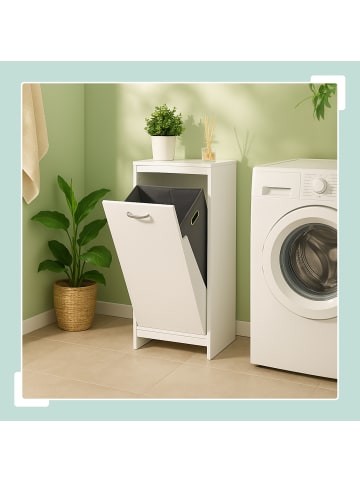 relaxdays Wäscheschrank in Weiß - (B)40 x (H)90 x (T)35 cm