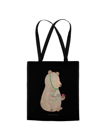 Mr. & Mrs. Panda Shopping Bag Bär Arzt ohne Spruch in Schwarz