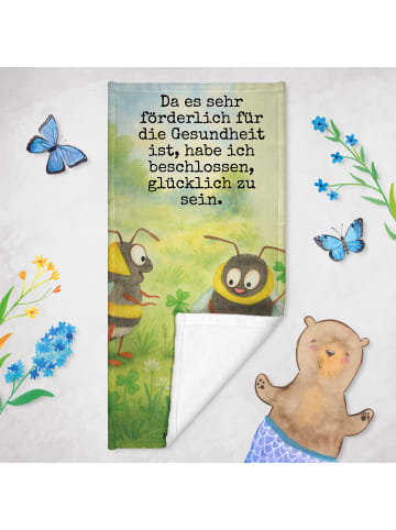 Mr. & Mrs. Panda Handtuch Hummeln Kleeblatt Design mit Spruch in Weiß