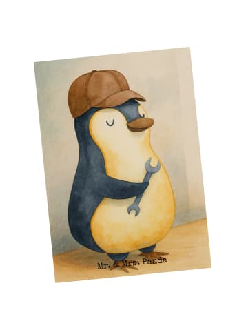 Mr. & Mrs. Panda Postkarte Wenn Papa es nicht reparieren kann, s... in Weiß