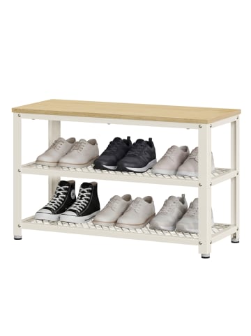 VASAGLE Schuhbank Daxton in Eichefarben-Weiß - (B)73 x (H)45 x (T)30 cm
