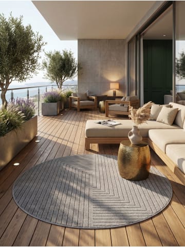 KADIMA DESIGN Kurzflorteppich Skandi 3D-Bögen Waschbar Wohnzimmer in Silber