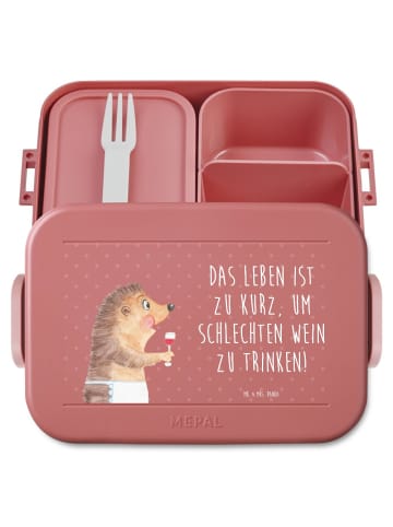 Mr. & Mrs. Panda Bentobox Igel Wein Motiv mit Spruch in Rot Pastell
