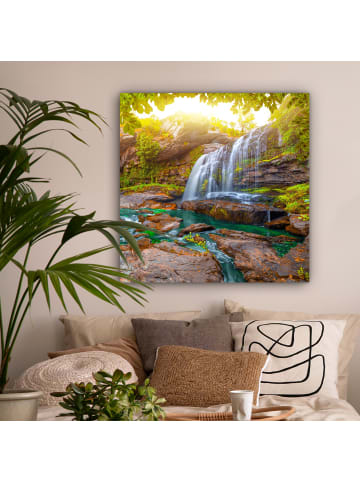 MuchoWow Leinwand Bilder Sonniger Wasserfall