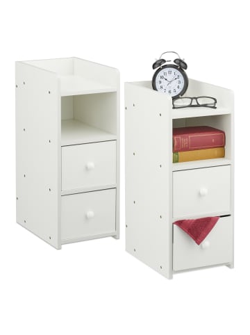 relaxdays 2 x Nachttisch in Weiß - (B)22,5 x (H)55 x (T)34 cm