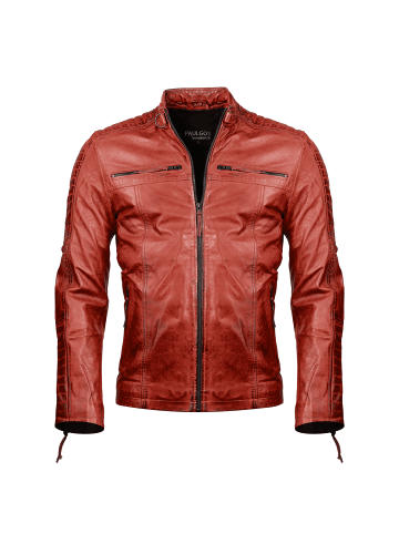 PAULGOS Lederjacke Übergangsjacke Biker Look Echtleder D1 in Rot