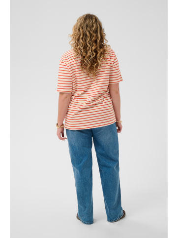KAFFE curve T-Shirt kurzarm KCWINNI Loose fit in Ant. White / Tigerlily Stripe