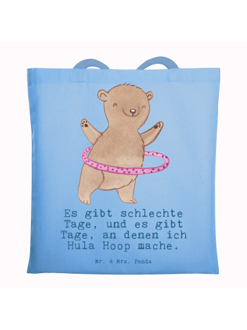 Mr. & Mrs. Panda Shopping Tasche Bär Hula Hoop mit Spruch in Sky Blue