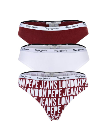 Pepe Jeans String 3er Pack in Weiß/Rot