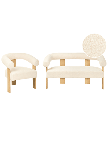 Beliani 2-tlg Sitzgruppe ILBRO in Weiß/Braun