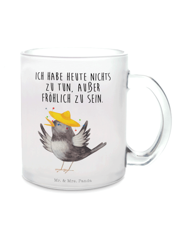 Mr. & Mrs. Panda Trinkglas Rabe Sombrero mit Spruch in Transparent