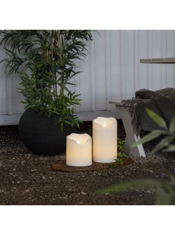 STAR Trading LED Outdoor Stumpenkerze , Flamme Grand', Batterie und Timer, naturwei