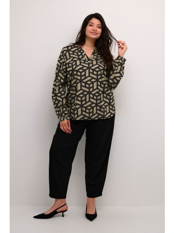 KAFFE curve Langarm-Bluse KCjalu in Fallen Rock/Black Graphic Line