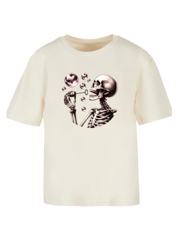 F4NT4STIC Tee Niedliches Goth Skelett Herz Seifenblasen in Whitesand