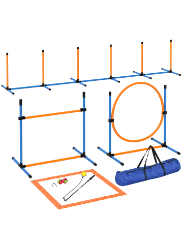 Pawhut Hunde Agility Set Blau+Orange Kunststoff